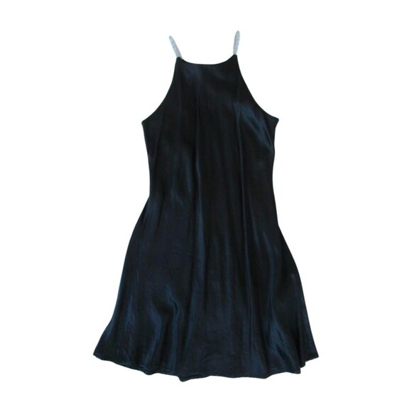 Vintage 90s Pariscope Made in Canada Black Mini Dress with Crystal Bling Straps - Picture 3 of 8